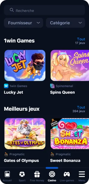 1Win Inscription - Casino