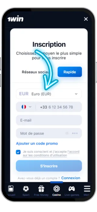 1Win How To Register - Currency