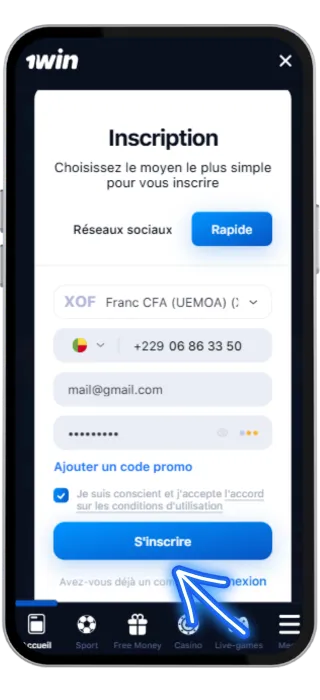 1win inscription - validez votre inscription
