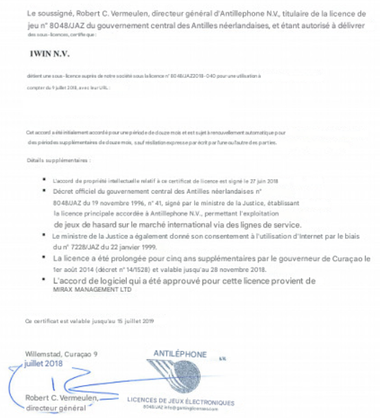 1Win License