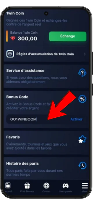 comment activer un voucher sur 1win