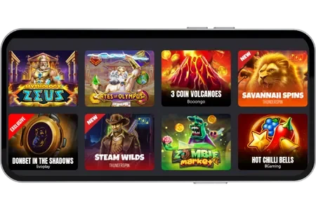 Sélection de jeux dans l’application